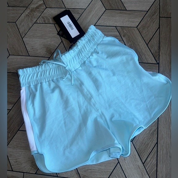 Blue and White Athletic Shorts with Elastic Waistband - Picture 4 of 5